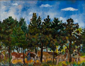 BERNARD KARFIOL Landscape with Marie and Cows.